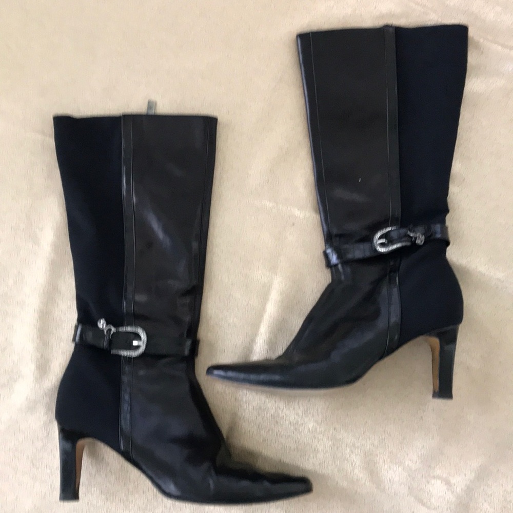 Brighton Black Leather/Fabric Boots